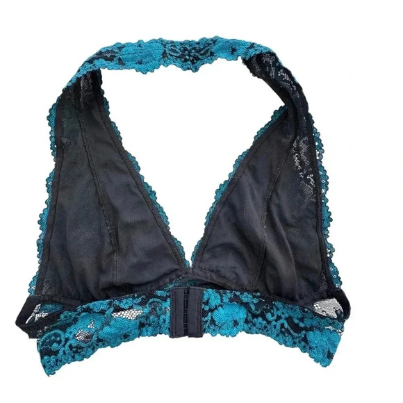 Blue Lace Floral Mesh Bralette Size Small Intimate Bra Lingerie - Picture 2 of 8